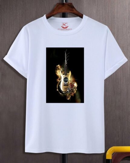 Guitar Graphic Printed White T-shirt