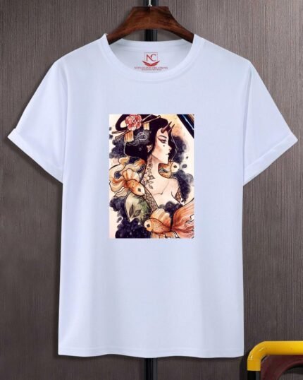 Geisha Warrior Graphic Printed White T-Shirt