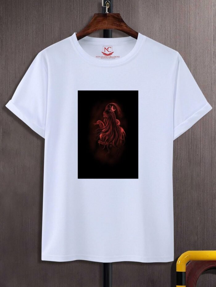 Mahakal Divine Power Graphic Printed White Tee-1680