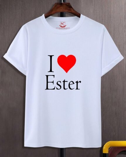 I Love Ester White Graphic Tee-1712