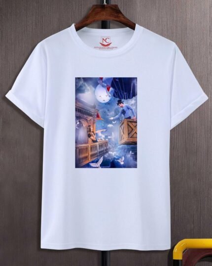 Cute Couple Graphic Printed White T-Shirt-1730