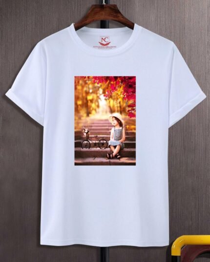 Cute Girl Graphic Printed White T-Shirt-1736