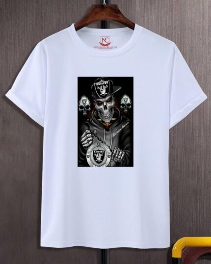 Skull Fusion Graphic Printed White T-Shirt-1744