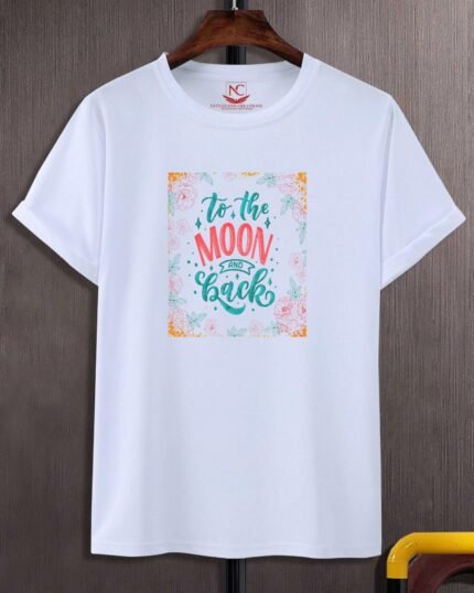 To The Moon and Hack Graphic Printed White T-Shirt-177