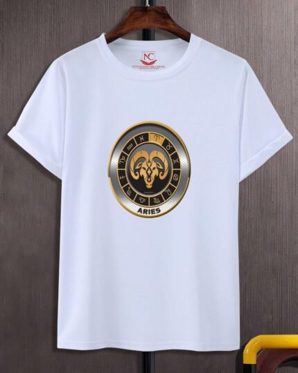 Celestial Aries Graphic Print White T-Shirt-1770