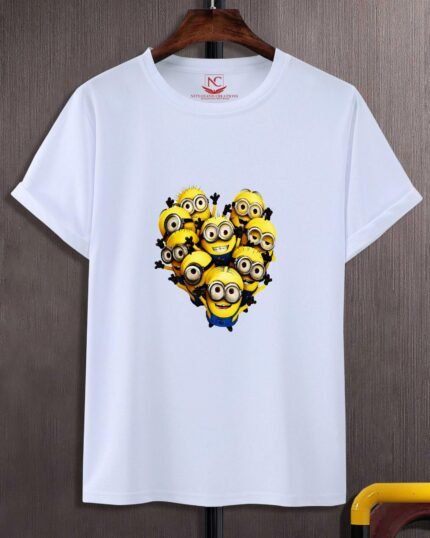 Minions Graphic Print White T-Shirt – Fun and Vibrant Design-1787