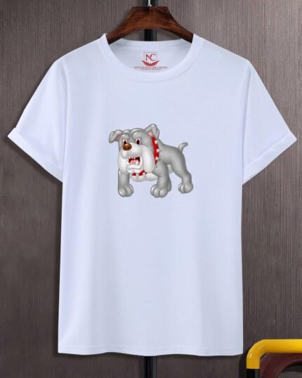 Bulldog Bliss Graphic Printed White T-Shirt-1828