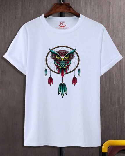 Owl Wisdom Graphic Printed White T-Shirt-1830
