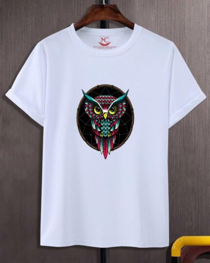 Owl Wisdom Graphic Printed White T-Shirt-1831