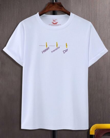 Happy Friendship Day Graphic Printed White T-Shirt-185
