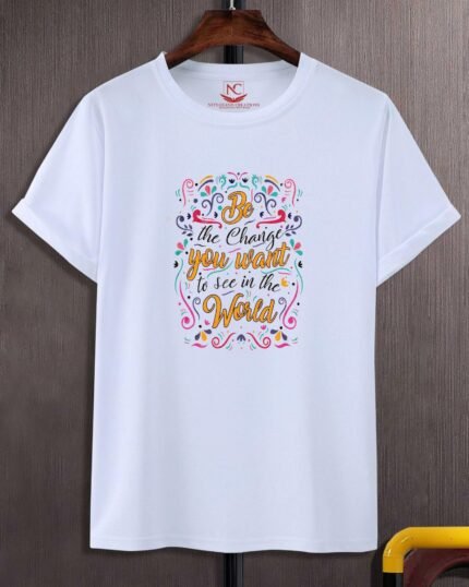 Be the Change You Want to See in the World Graphic Printed White T-Shirt-190