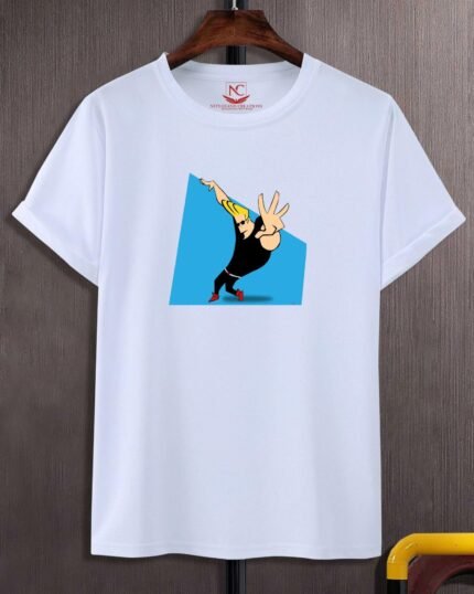 The Johnny Bravo Graphic Printed White T-Shirt-194