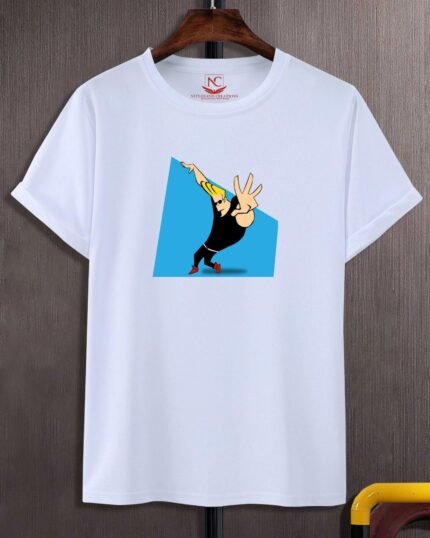 Johnny Bravo Graphic Printed White T-Shirt-195