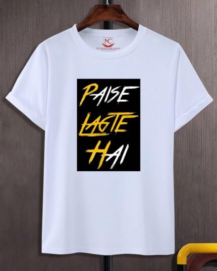 Paisa Lagte Hai Graphic Printed White T-Shirt-1953