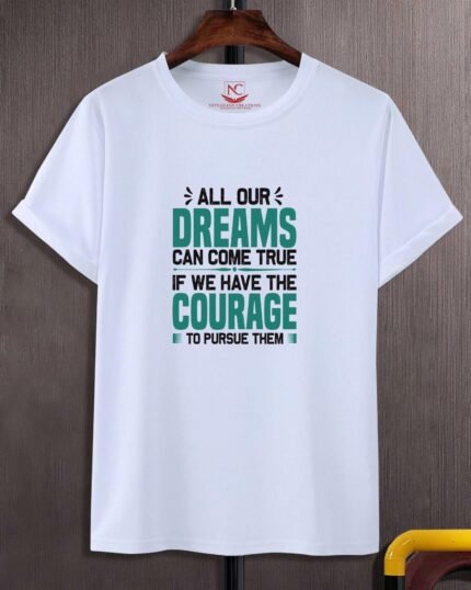 Dreams & Courage Graphic Printed White Tee-1962