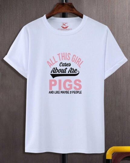 Playful Pigs Graphic Printed White Tee-1965