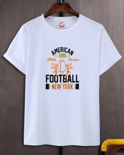 Touchdown Spirit American Football Graphic Printed White Tee-1966