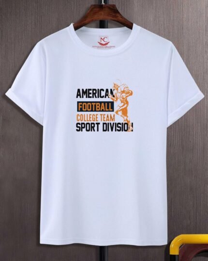 Touchdown Spirit American Football Graphic Printed White Tee-1967