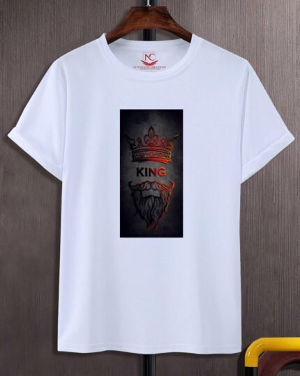 King Graphic Printed White T-Shirt-209