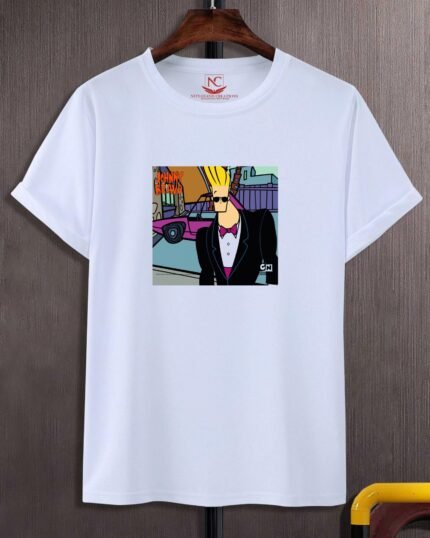 Johnny Bravo Graphic Print White T-Shirt-212