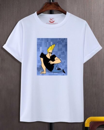 Johnny Bravo Graphic Printed White T-Shirt-219