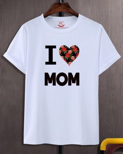 I Love Mom Graphic Printed White T Shirt-225