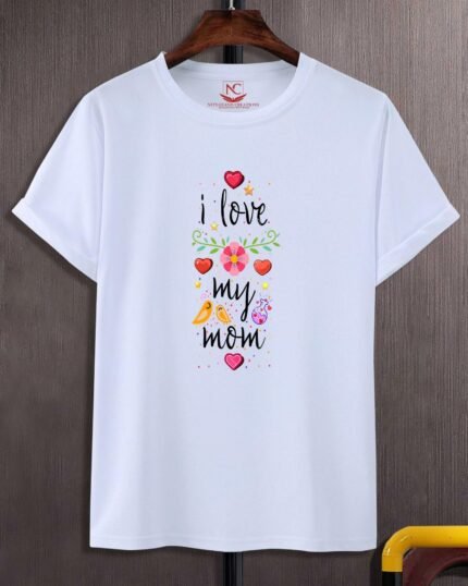 I Love Mom Graphic Printed White T Shirt-226