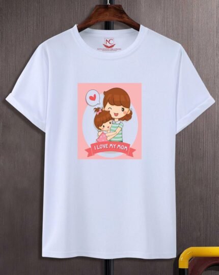 I Love Mom Graphic Printed White T-Shirt-228