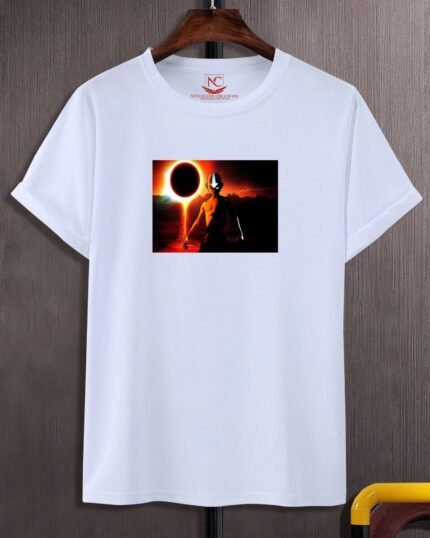 Solar Eclipse Graphic Printed White T-shirt-235
