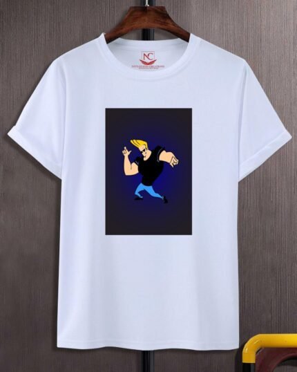 Johnny Bravo Classic Graphic Printed White T-Shirt-237