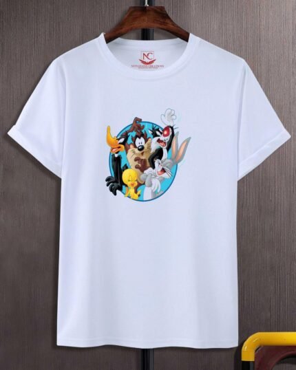 Classic Looney Tunes Graphic Printed White T-Shirt-238