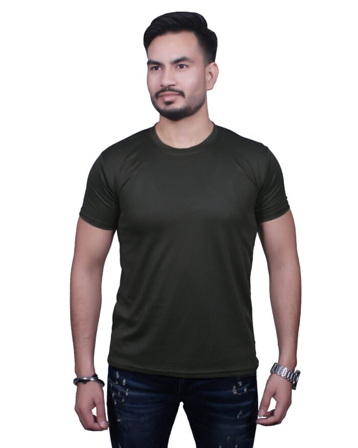 Classic Comfort: Round Neck Half Sleeve Seaweed Rice Knit T-Shirt - Image 8