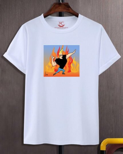 Johnny Bravo Graphic Printed White T-Shirt-242
