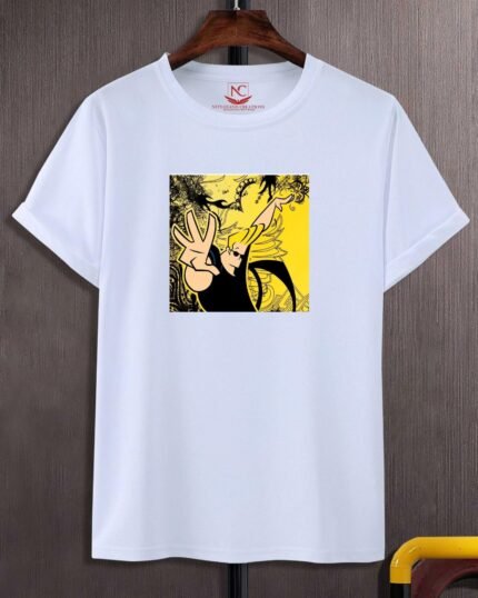 Johnny Bravo Graphic Printed White T-Shirt-243