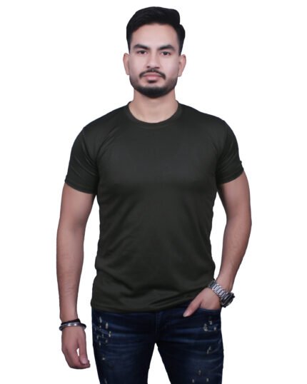 Classic Comfort: Round Neck Half Sleeve Seaweed Rice Knit T-Shirt
