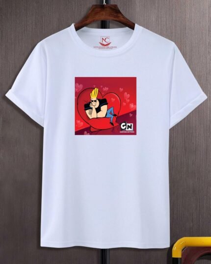 Johnny Bravo Iconic Graphic Printed White Tee-251