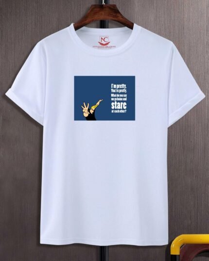 Johnny Bravo Iconic Graphic Printed White Tee-252