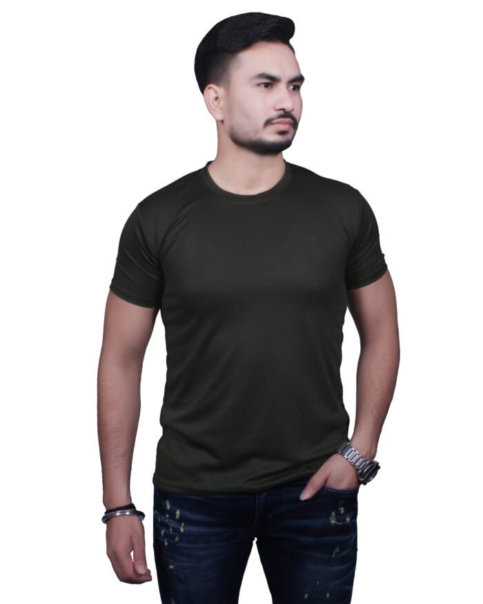 Classic Comfort: Round Neck Half Sleeve Seaweed Rice Knit T-Shirt - Image 6