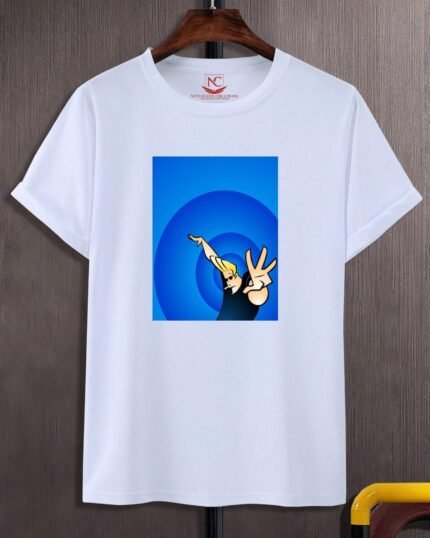 Johnny Bravo Graphic Printed White T-Shirt-262