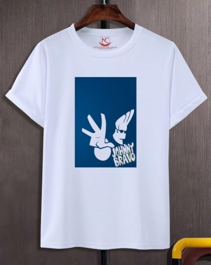 Johnny Bravo Graphic Printed White T-Shirt-263