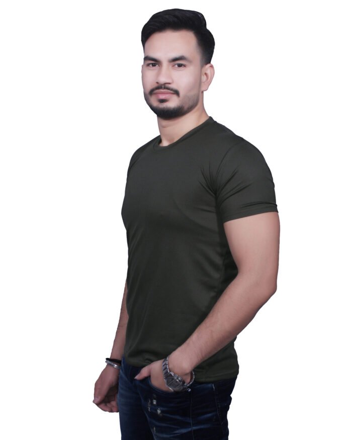 Classic Comfort: Round Neck Half Sleeve Seaweed Rice Knit T-Shirt - Image 5