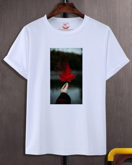 Maple Leaf Classic Graphic Printed White Tee-320
