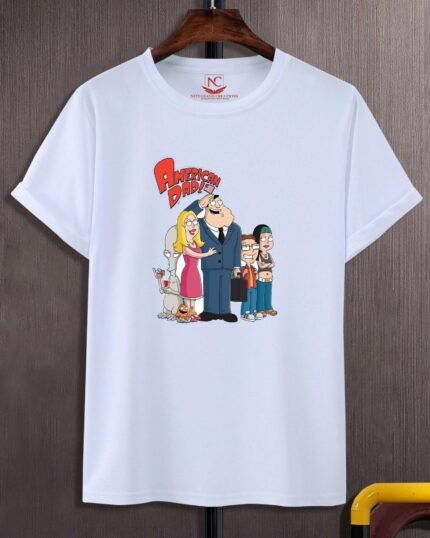 American Dad Classic Graphic Printed White Tee-324