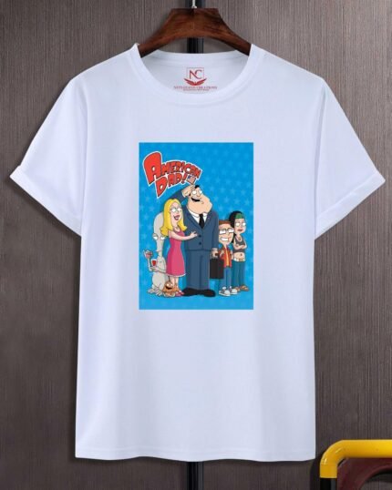 American Dad Classic Graphic Printed White Tee-325