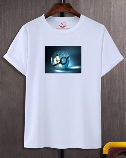 Pokeball Graphic Print White T-Shirt-329
