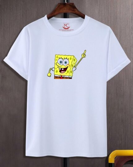 SpongeBob SquarePants Graphic Printed White T-Shirt-346