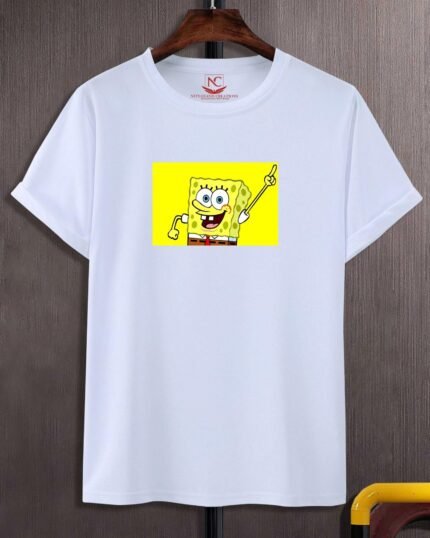 SpongeBob SquarePants Graphic Printed White T-Shirt-347