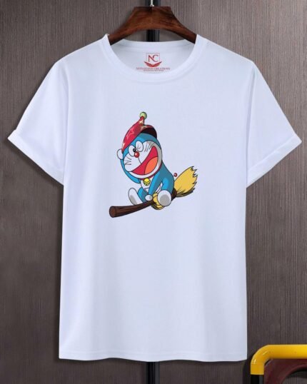Doraemon Classic Graphic Printed White Tee-356