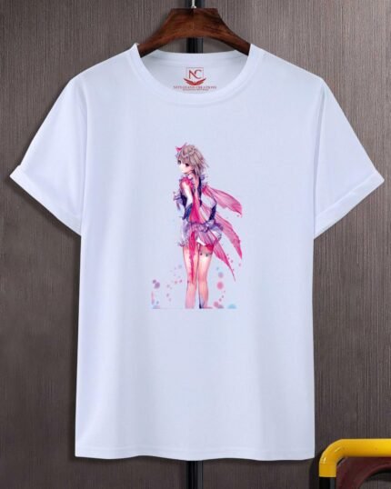 Blue Reflection Graphic Printed White T-Shirt-372