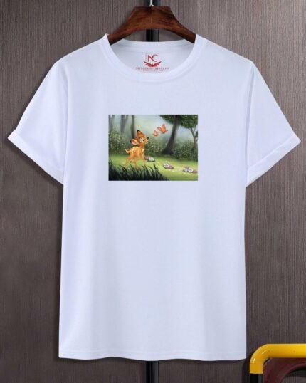 Bambi Graphic Printed White T-Shirt-374